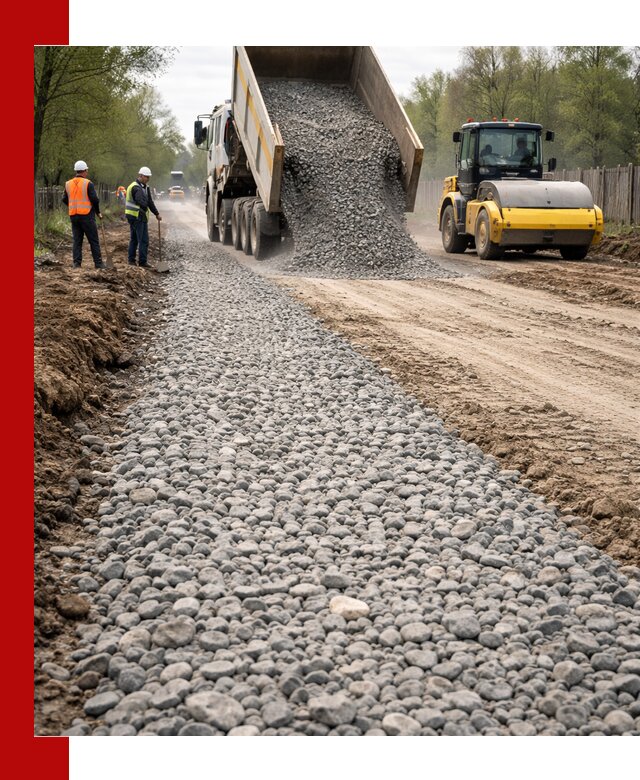 Доставка щебня для отсыпки дорог в Ростове высокого качества