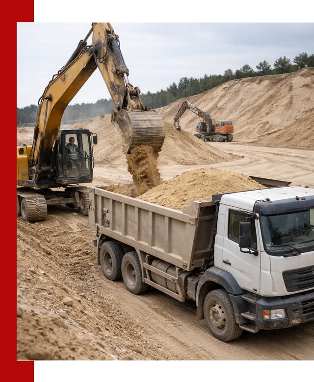 Доставка карьерного песка с самосвалами и разгрузкой в Ростове