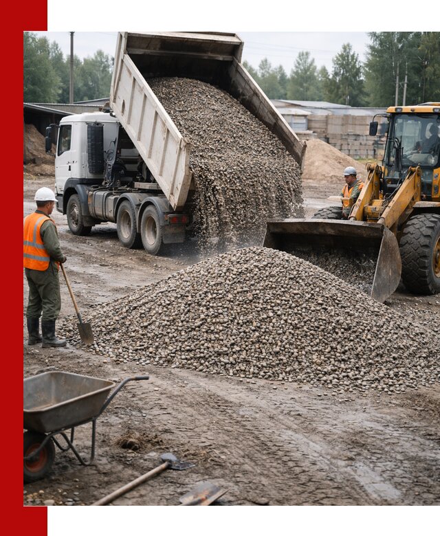 Мытый гравий с доставкой в Ростове от карьера до участка