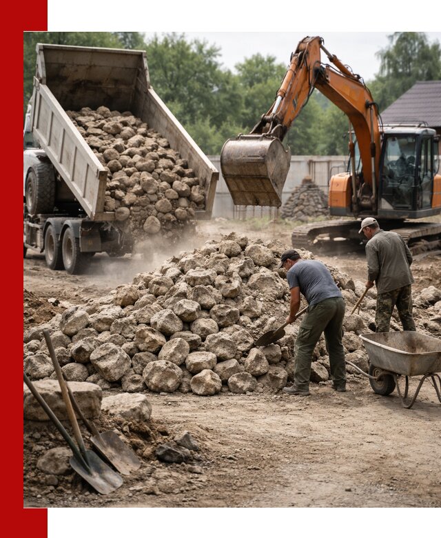 Доставка и разгрузка бутового камня в Ростове