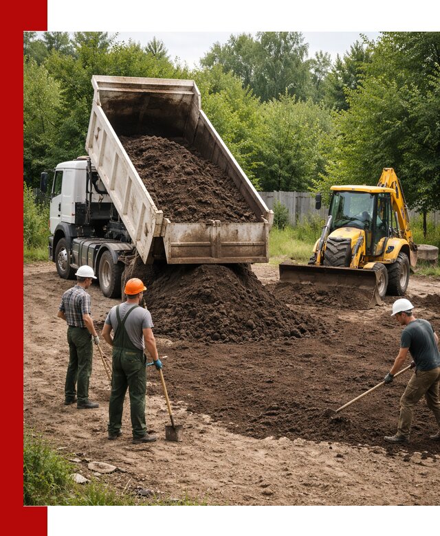 Доставка и укладка грунта для выравнивания участка в Ростове