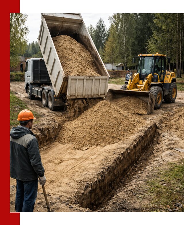 Доставка песчаного грунта в Ростове для строительных работ