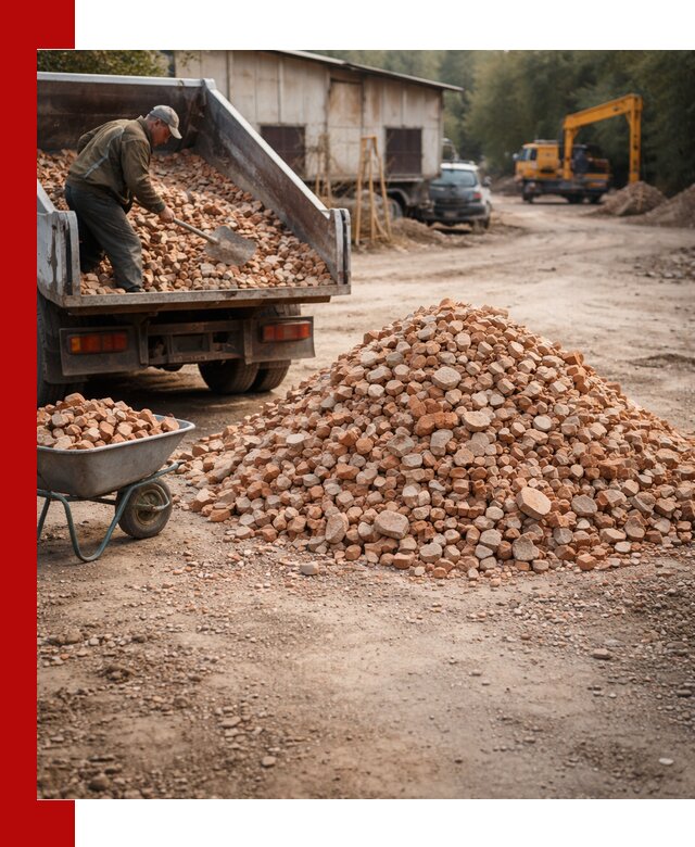 Доставка и подушка из боя кирпича с разгрузкой в Ростове