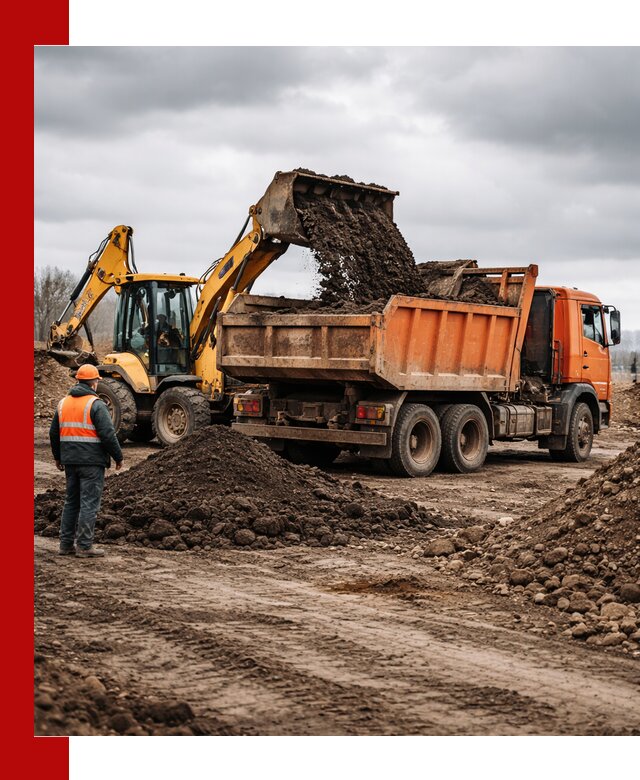 Вывоз грунта и строительного мусора в Ростове грузовыми самосвалами