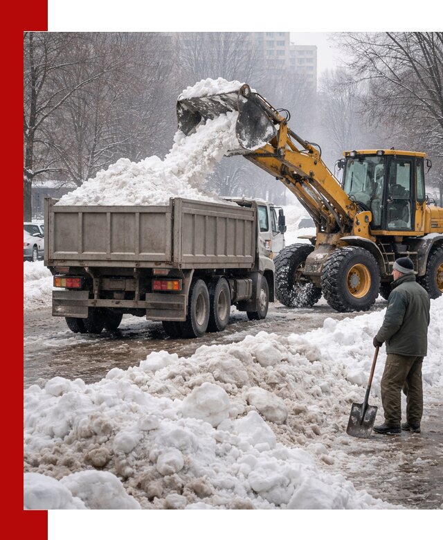 Вывоз снега грузовой техникой в Ростове оперативно и чисто