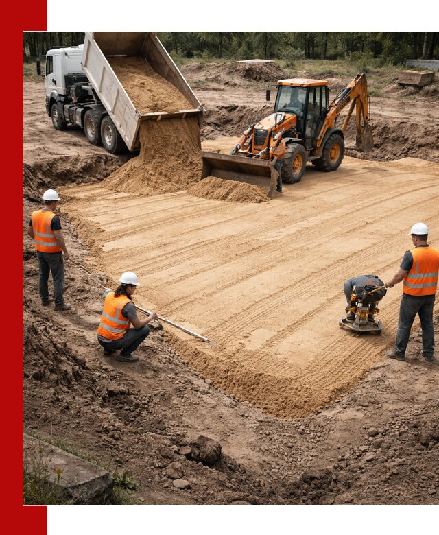 Устройство песчаной подушки для фундаментов и дорог в Ростове